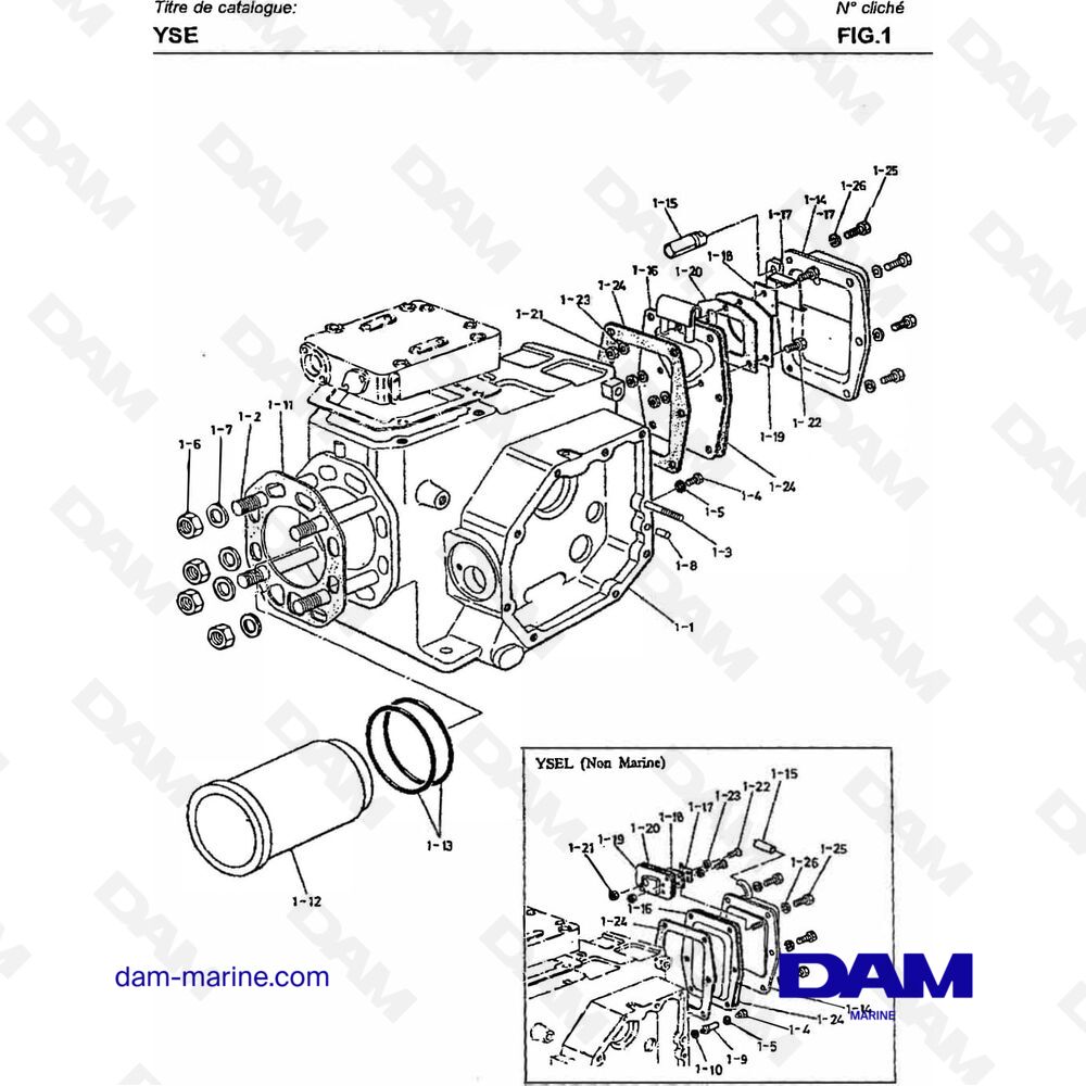 Parts and exploded views for Yanmar YSE8 engine